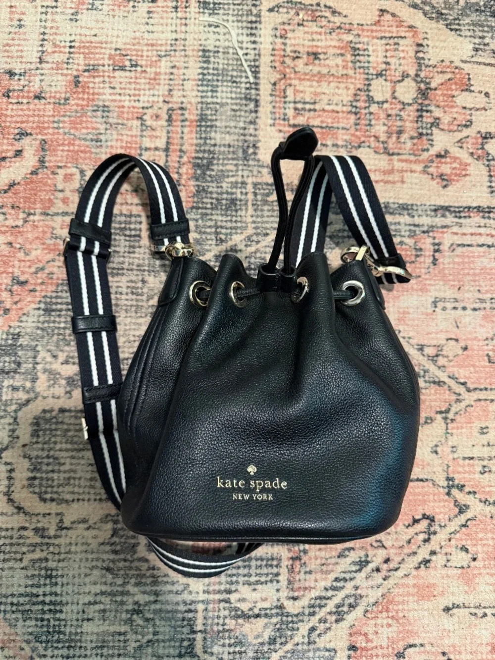 Kate Spade Rosie Mini Bucket Bag Black Leather Purse KC740 Retail $359